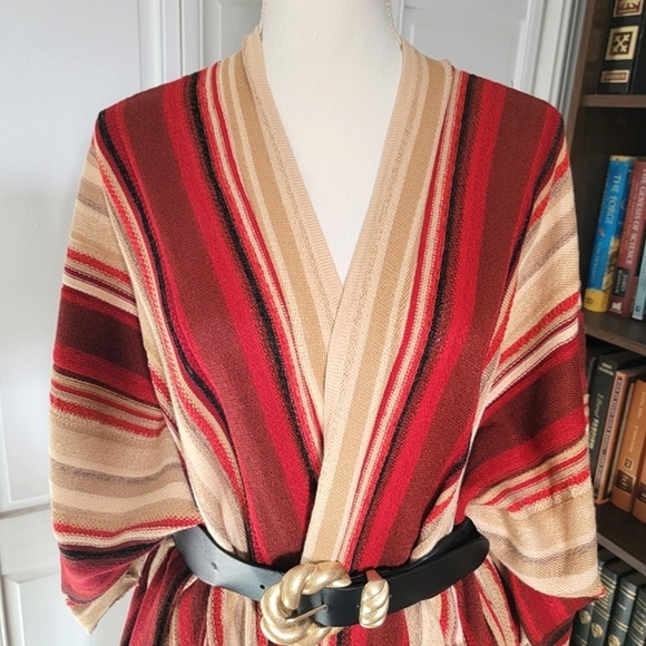 Lauren RL Open Front Oversized Cotton-Linen Blend Cardigan Poncho Wrap - Picture 7 of 11